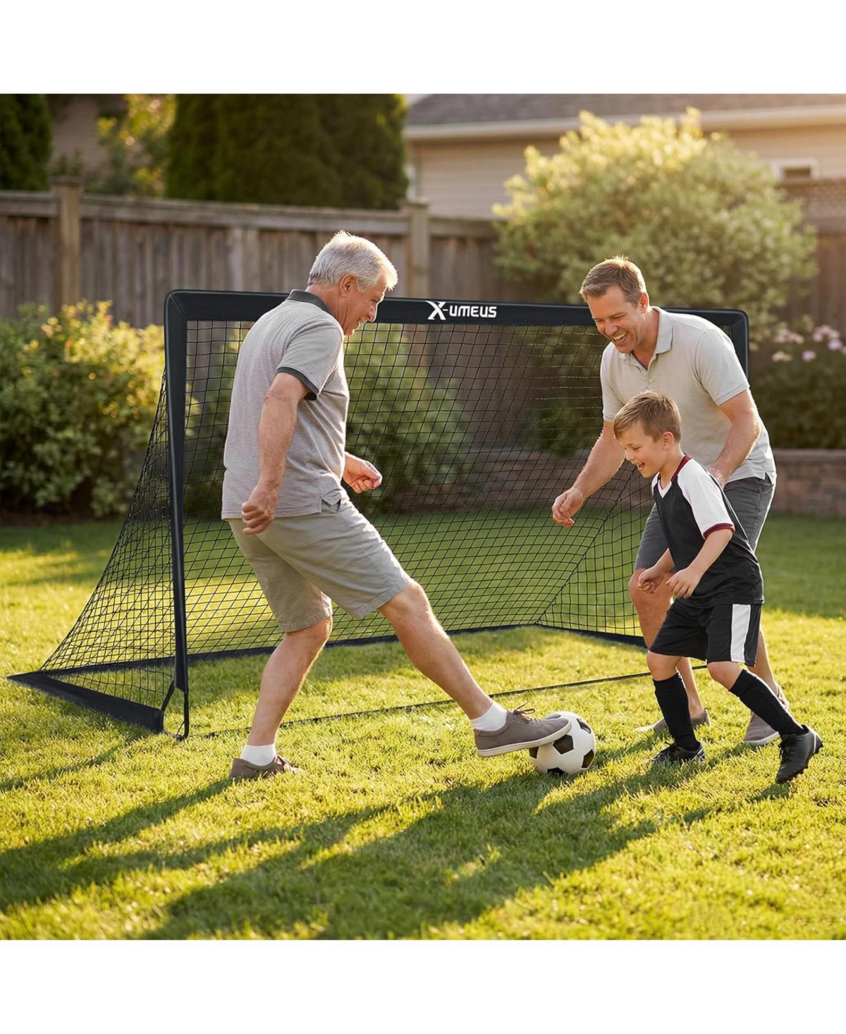 X-umeus Set of 2 Kids 6x4ft Soccer Goals with Ball, Cones & Pop-Up Nets – Backyard Training Equipment for Ages 3-12, Outdoor Sports Gifts