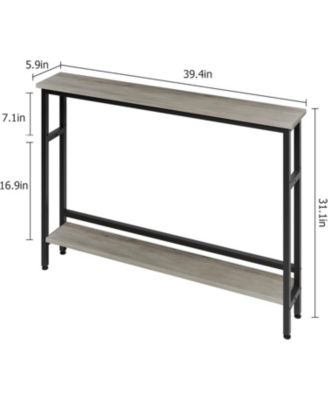  Sofa Table, 2 Tier Skinny Console Table with Adjustable Shelf, Slim Behind Couch Table for Living Room