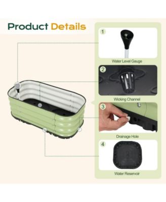 Galvanized Raised Garden Bed 31.5'' Self-Watering Planter Box with Drainage Plug and Water Reservoir for Indoor & Outdoor Gardening