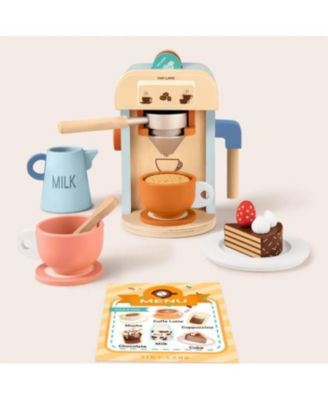 Play Kitchen Accessories – Children’s Coffee Maker: Wooden Kids Play Coffee Maker Set