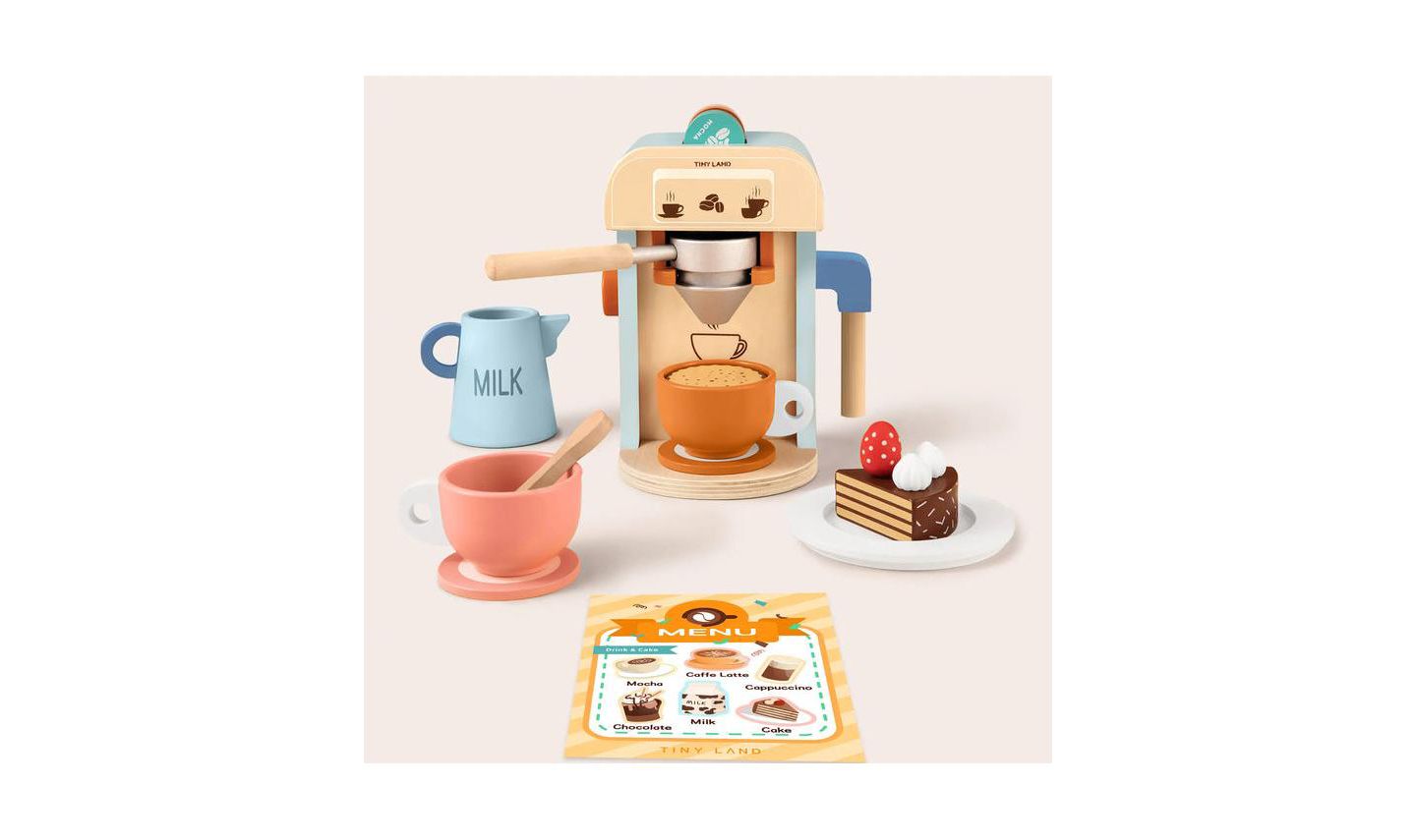 Детские игрушки Tiny Land Wooden 11-Piece Coffee Maker Set, Ages 3+ — фото 7