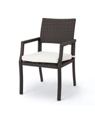 Set of 2 Outdoor Wicker Dining Chairs Water Resistant Cushioned Seats Lightweight Durable for Patio Hosting