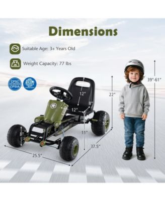 Kids Pedal Go Kart with Steering Wheel and Gear Shifter and Handbrake