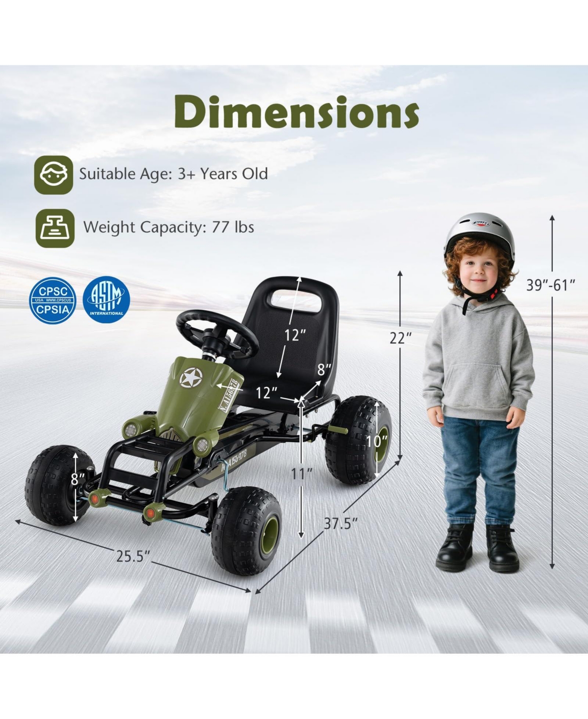 Mecale Kids Pedal Go Kart with Steering Wheel and Gear Shifter and Handbrake