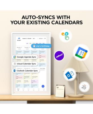 21.5 Inch Smart Digital Calendar and Photo Frame HD Touch Screen Wall Mountable Family Organizer with Meal Planner Duty Chart and Weather.