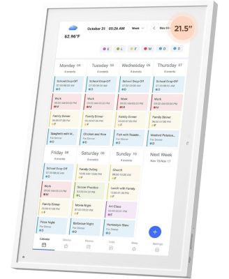 21.5 Inch Smart Digital Calendar and Photo Frame HD Touch Screen Wall Mountable Family Organizer with Meal Planner Duty Chart and Weather.