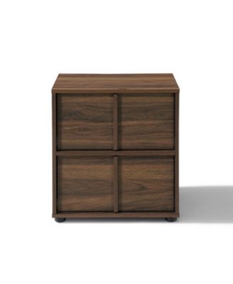 Walnut Nightstand And End Table with Two-Drawer Storage in Durable Manufactured Wood
