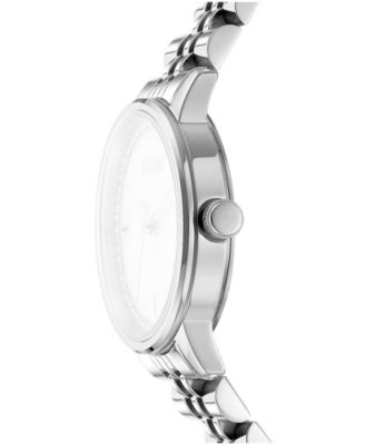 Women's Silver Crystal Accented Dial Stainless Steel Bracelet Watch, 30mm