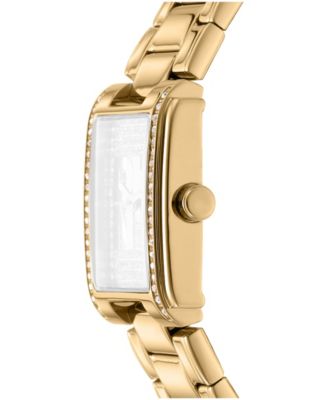Women's Crystal Dial Crystal Accented Dial Gold-Tone Stainless Steel Bracelet Watch, 23 x 30mm