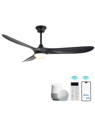 60-inch Modern Black  3-blade Ceiling Fan Light With Remote Control Supports Mobile Phone Connection And Voice Function