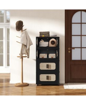 American Retro Folding Storage Cabinet with Wheels