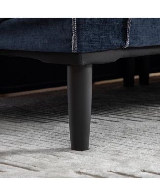 Modern Chenille Chaise Lounge Couch with Armrests & Bolster Pillows