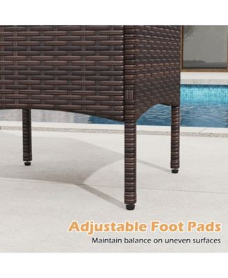 Set of 3 Outdoor Patio PE Wicker Furniture Set w/Cushions & Tempered Glass Coffee Table