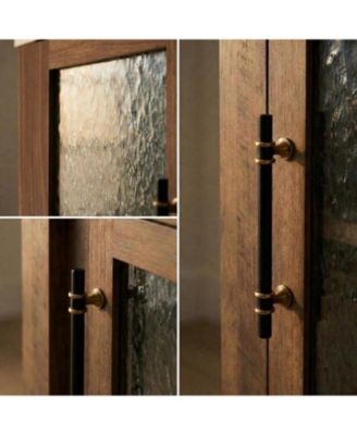 Buffet Sideboard Cabinet, Wood Storage with 2 Glass Doors & 3 Drawers, Coffee Bar and TV Stand for Living Room