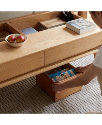 Solid Wood Lift-Top Coffee Table with Hidden Storage & Rounded Corners