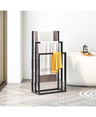 3 Tier Metal Towel Rack, Freestanding Towel Holder, Modern Standing Towels Drying Rack for Bedroom