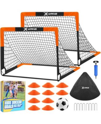 Set of 2 Kids 4x3ft Soccer Goals with Ball, Cones & Pop-Up Nets – Backyard Training Equipment for Ages 3-12, Outdoor Sports Gifts