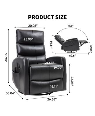 Manual Recliner Chair with Heat & Massage for Living Room, Faux Leather - Rocker Swivel Chair.