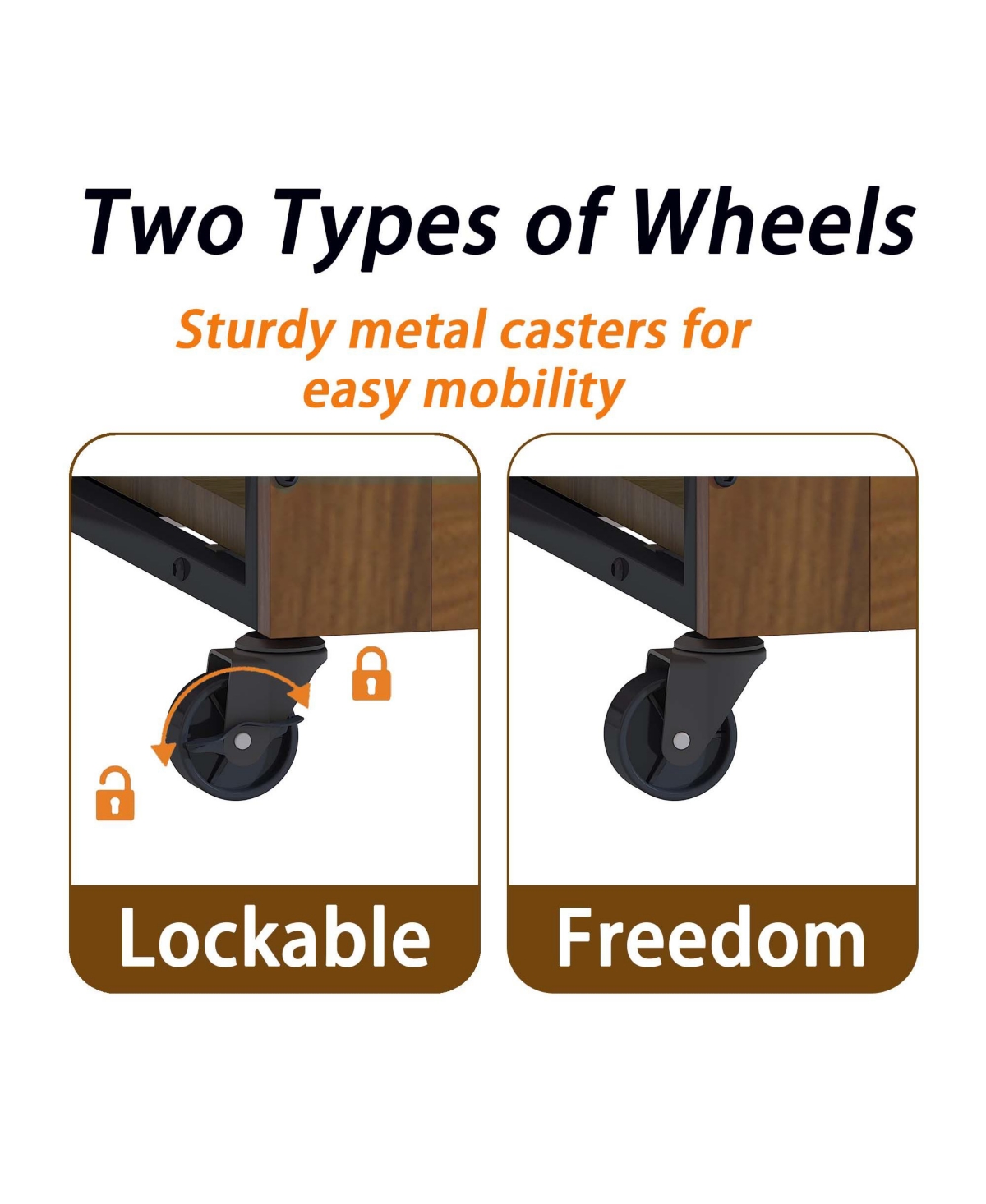 Aostirmotor 27.2" Dog Crate Furniture End Table with Wheels, 2-Door Heavy Duty Kennel for Small Dogs