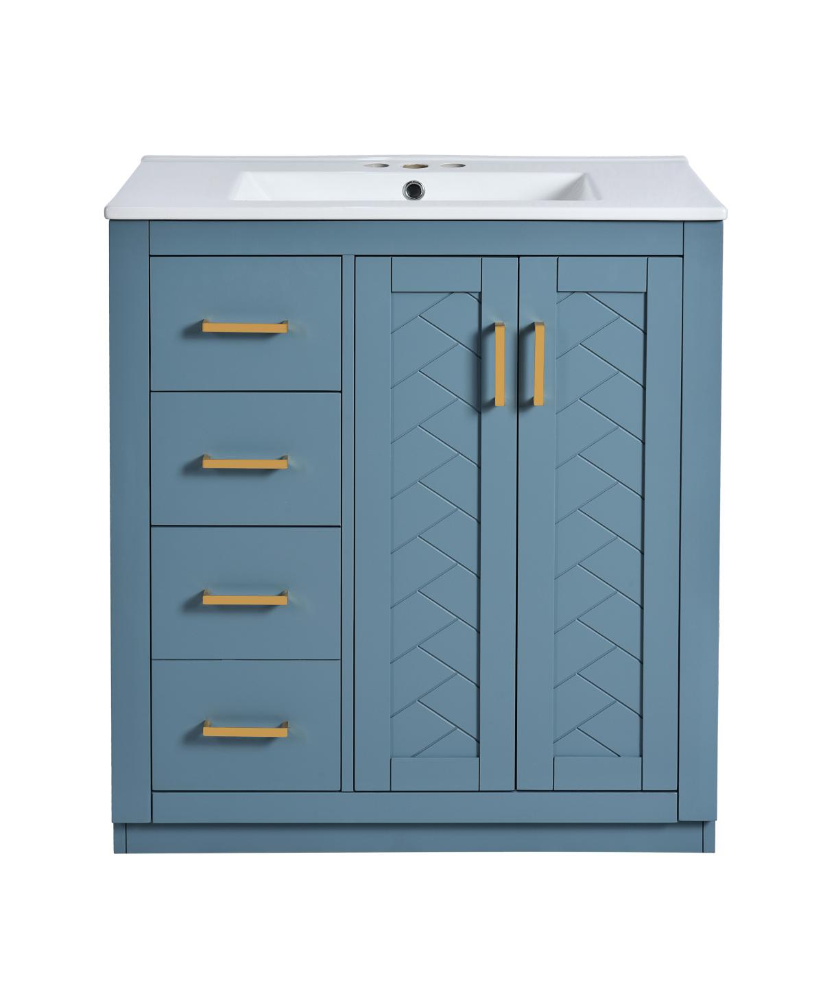 Sillysis 30" Freestanding Bathroom Vanity with Ceramic Sink, 3 Drawers & Soft Closing Doors, Modern Storage Cabinet