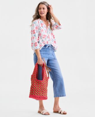 Petite Printed V-Neck Top