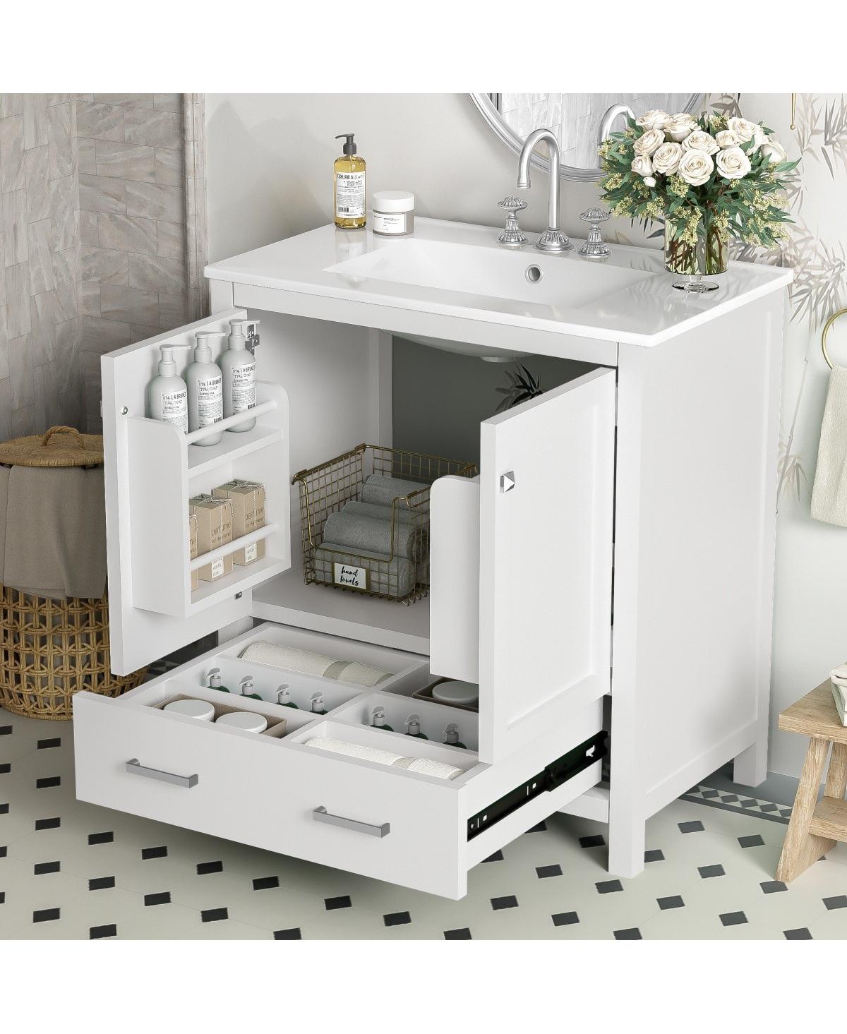 Sillysis 30" Bathroom Vanity with Sink, Solid Wood Cabinet & Soft Close Doors, Drawer Storage for Modern Bathrooms