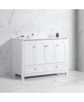 48" Bathroom Vanity with Integrated Ceramic Sink, MDF Cabinet & Soft-Close Doors, Transitional Modern Storage for Elegant Decor