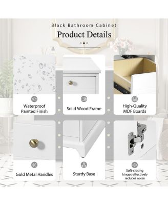 36"  Bathroom Vanity with Ceramic Sink, Solid Wood Cabinet, 2 Drawers 2 Doors Soft Close Storage for Small Bathrooms