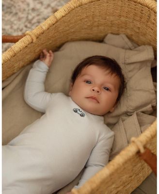 Baby Boys Framed Florals Ribbed Cotton-Blend Embroidered Footie