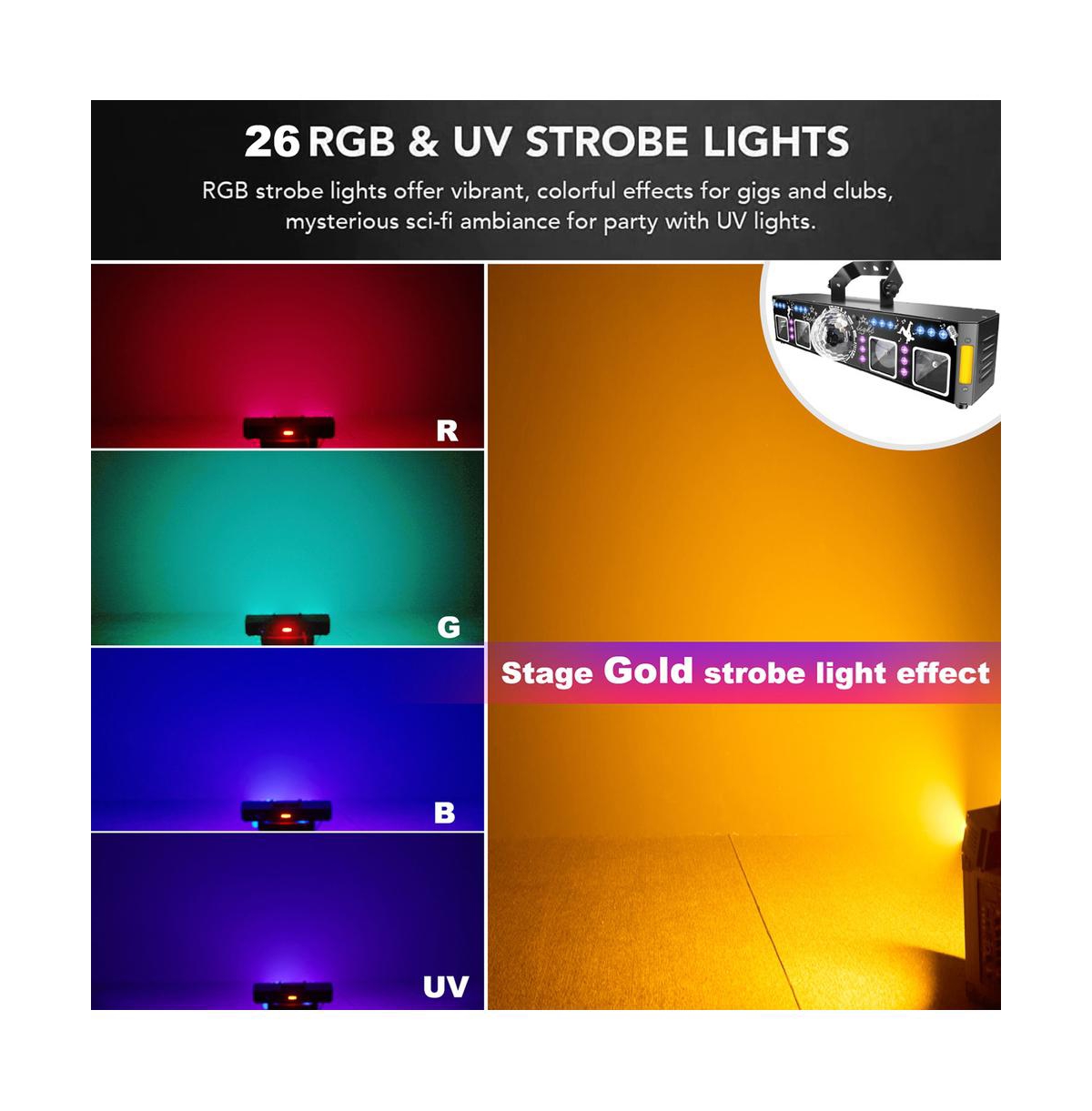 Artudatech 5-in-1 Magic Ball Party Light - Laser Projector with 96 Patterns, Uv, Strobe & Rgb Wash