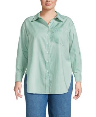 Plus Size Oversized No Iron Tunic with Statement Collar Shirt