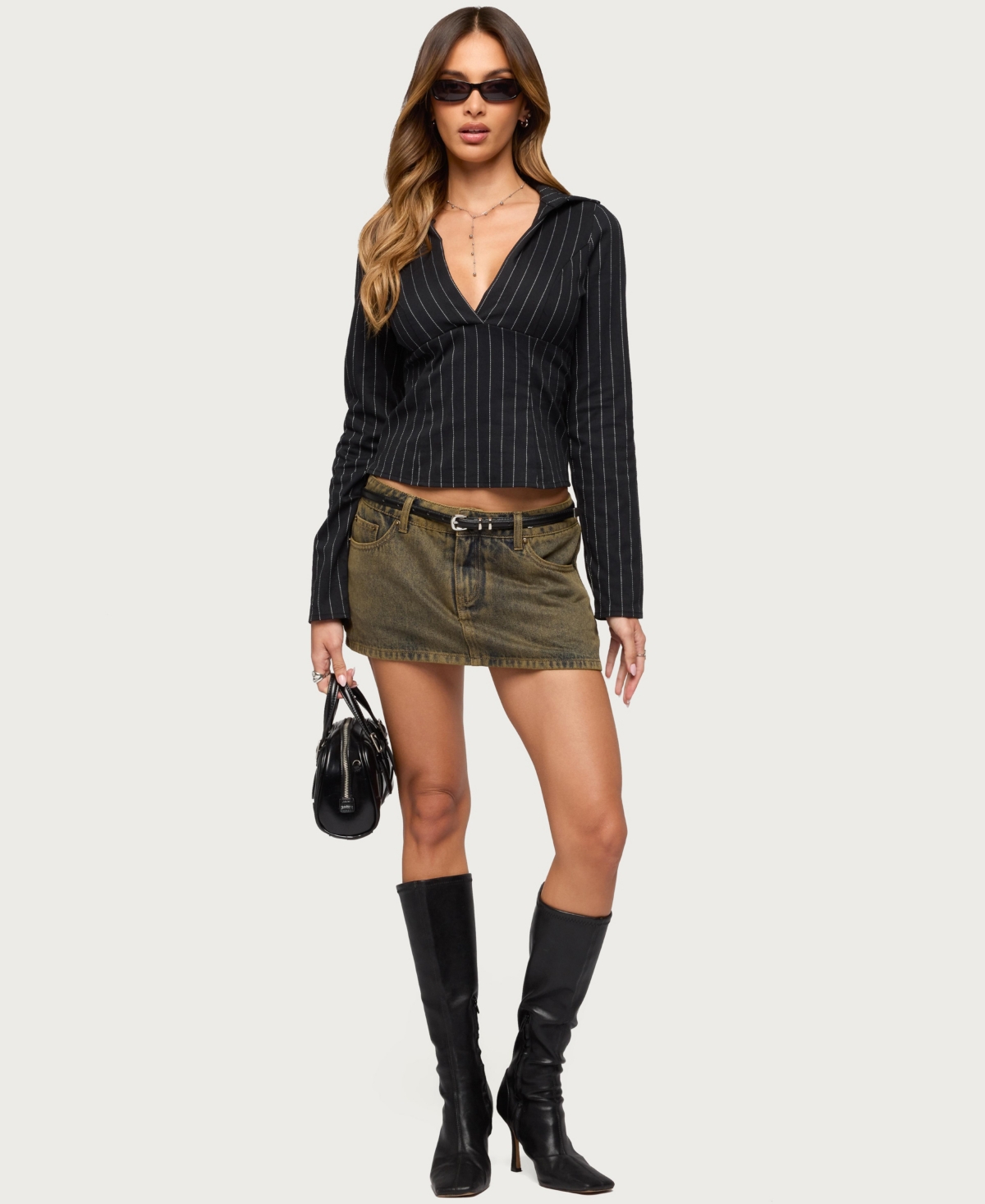 Edikted Women's Araceli Pinstripe Tailored Shirt