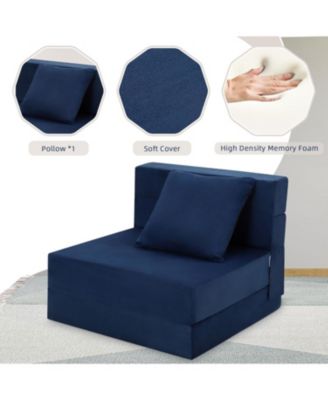 Memory Foam Folding Sofa Bed – Convertible Futon Chair with Pillow for Living Room, Bedroom or Dorm