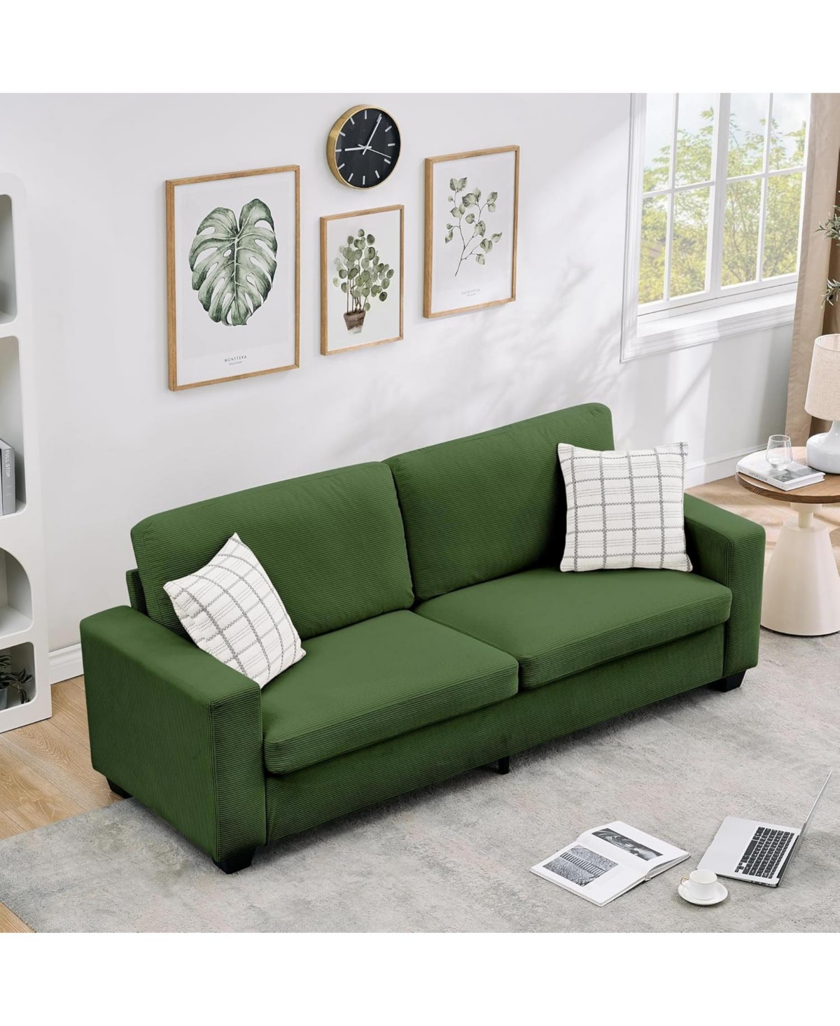 gaomon 83" Modern Sofa, Corduroy 3 Seater Deep Seat Couch with Wide Armrest, Removable Washable Cushion Cover, Comfy Sofa for Living Room