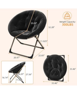 Comfy Oversized Saucer Chair – Soft Plush Fabric Reading Lounger for Adults, Stable X-Large Metal Frame Foldable Accent Lazy Chair for Bedroom