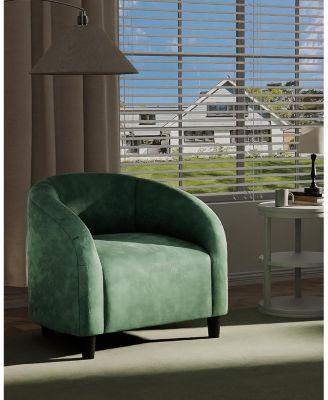 Accent Chair Velvet Club Chair Comfy Armrest Upholstered Barrel Chair with Soft Padded Seat for Living Room Bedroom Study Waiting Room