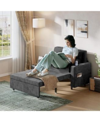 3 in 1 Pull Out Couch, 56 Inch Convertible Sleeper Sofa Bed, Loveseat Sofa Couch with Cup Holders, Modern Loveseat for Living Room