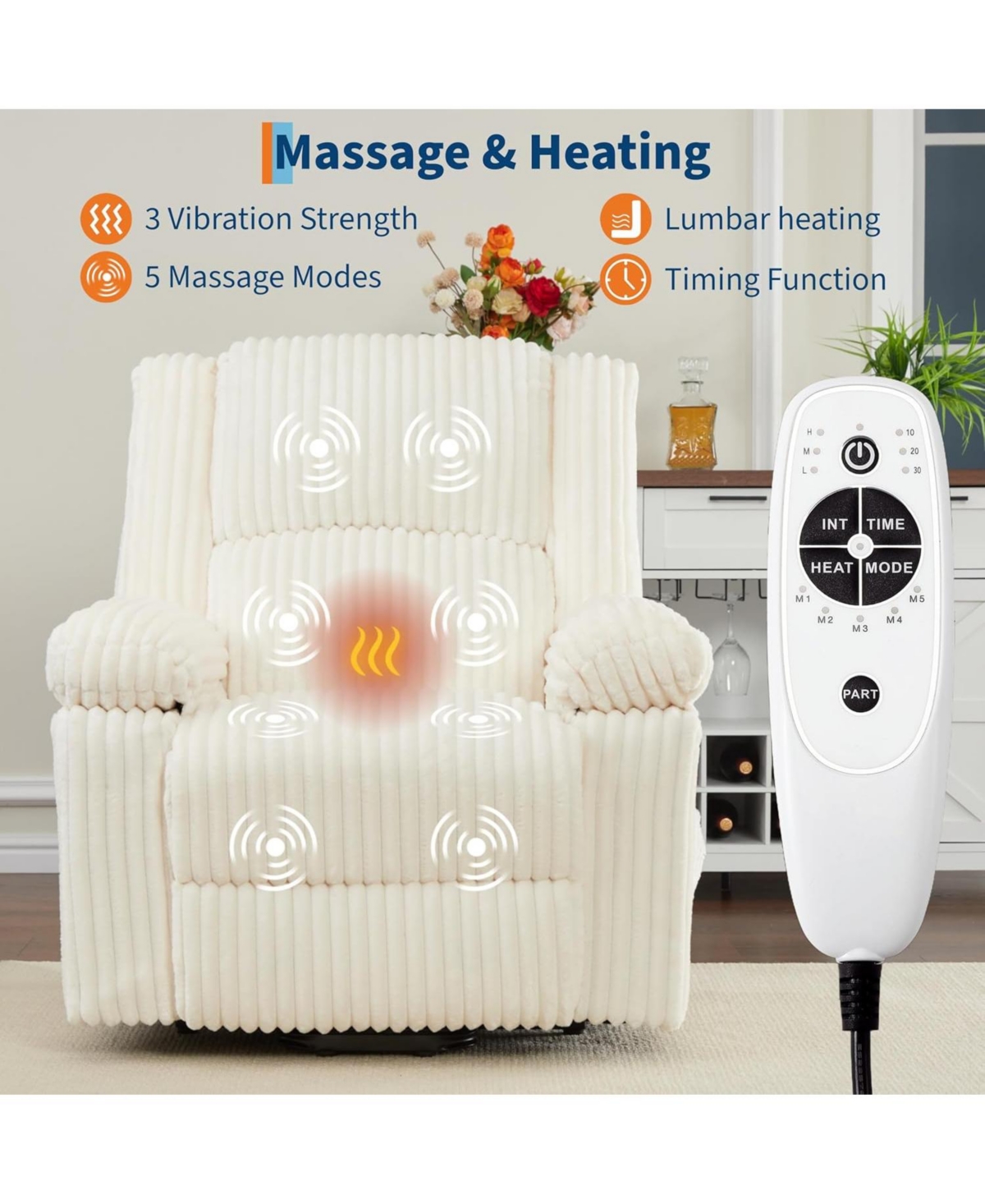 gaomon Power Lift Recliner Chair - Heat and Massage, Electric Lift Plush Recliner with Soft Padded Seat