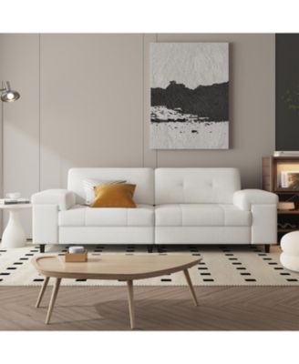 -3 Seater Couch for Living Room, 85" Modern Chenille Cloud Sofa with Adjustable Armrest & Removable Backrest, Comfy Deep Seat Couches