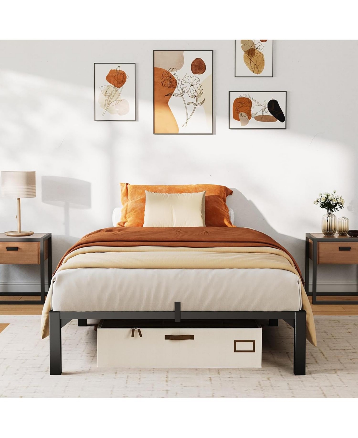 gaomon 8 in Heavy Duty Metal Platform Bed Frame with Durable Iron Slat Support and Legs, No Box Spring Required, Support Up to 800 Lbs