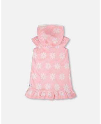 Big Girls Terry Cloth Beach Hoodie Dress Printed Flowers