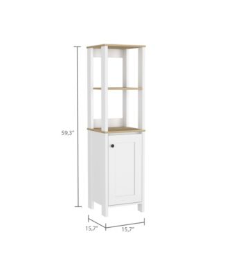 Bathroom Storage Cabinet - Two Interior Shelves, Two Open Shelves, Wooden Storage Organizer for Living Room