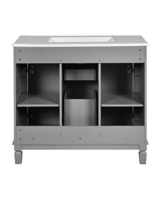 Bathroom Vanity with Sink, Solid Wood Cabinet, Soft Close Doors and