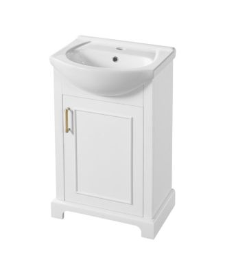 19.7" French Bathroom Vanity with Bulged Ceramic Sink, Soft Close Door Storage Cabinet for Small Spaces