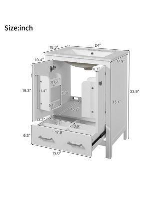 24"  Bathroom Vanity with Sink, Solid Wood Frame, Soft Close Doors & Ample Storage for Small Spaces