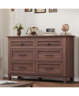 6 Drawer Dresser, 47" Wide Wooden Storage Chest for Bedroom, Living Room, Entryway