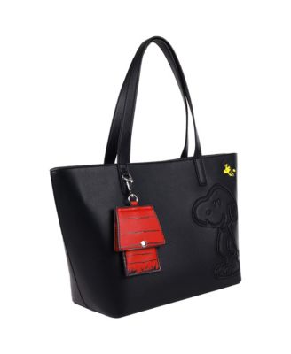 Danielle Nicole Peanuts Snoopy Minimal Black Tote Bag with Doghouse Cardholder