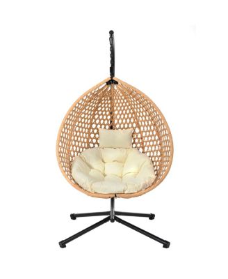 Streamdale  Furniture Sturdy Hammock Chair with Stand, Durable Hanging Egg Chair with Rattan Weaving