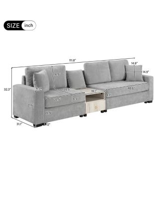  Modern  Modular Upholstered 3-Seater Sofa Couch with Storage
