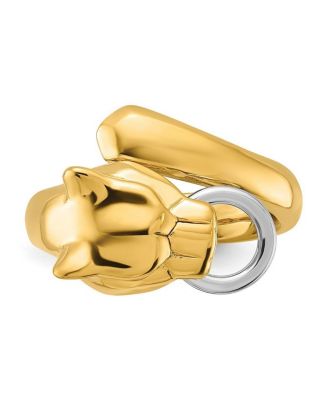 Solid 18k Two-tone Gold Adjustable Polished Panther Ring